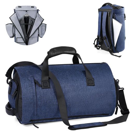 Packitvel45L変換可能ガーメントバッグバックパックストラップ付き取り外し可能ショルダーストラップ付き5in1キャリーオンウィークエンドダッフルバッグシューズポーチ付き男女兼用ネイ…