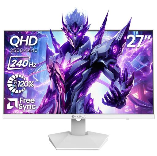 CRUA ゲーミングモニター 27in マイコン 管する 240サイクル WQHD(2560x1440) 見せびらかす HDMI2.0 \u0026 DP1.4 FreeSync受け支える 青みともし火助け出す 傾斜角度自然調整 120%sRGB広色域相応う 飾りつけ相応う