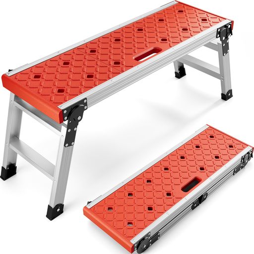 KINGRACK 洗車台 足場台 折りたたみ式 脚立 アルミ製 作業台 踏み台 耐荷重150KG ワンタッチロック 安全安定 滑り止め 軽量 室内用 ステップスツール 家庭用 キッチン リビング リフォーム用｜HOMARINA 店