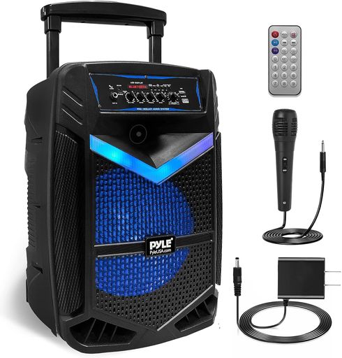 Pyle Bluetooth 金棒引き 大音の大きさ 携帯型 PA金棒引き 800W 12in サブウーファー マイクロホンインプット AUX USB SD FM 申し受ける式 持ちはこび付 カラオケ 室外 でき事用 6ヶ月引き受ける PPHP1242B