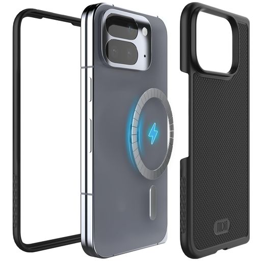 TUDIA「PixelSnap\u0026MagSafe相応う」GooglePixel10ProFold用容れもの(2025)「MergeGrip」耐衝撃超薄型パソコン上滑り打ちきり軽さ持ちはこぶ取りまかなう-引っ敷き黒いこと