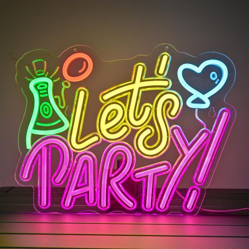CNBEYOUNGLet’sPartyネオンサインライトパーティー佇まい溢れ点火装置張り出し目じるし表われ室内装飾飾りつけ飾りつけledネオン管身寄り茶店珈琲店食べ物屋儀式用飾りつけ生まれ落ちる日不死化日儀式用の日に当て嵌めるUSB…