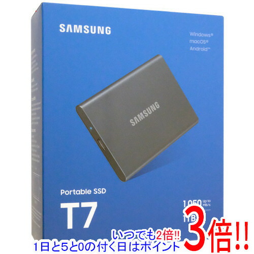 【いつでも２倍！1日と5.0のつく日、18日は3倍！】【中古】SAMSUNG ポータブルSSD T7 MU-PC1T0T-IT/A 1TB グレー 展示品 27,232円