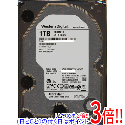 【いつでも２倍！1日と5.0のつく日、18日は3倍！】【中古】Western Digital製HDD HUS722T1TALA604 1TB SATA600 7200 100～200時間以内