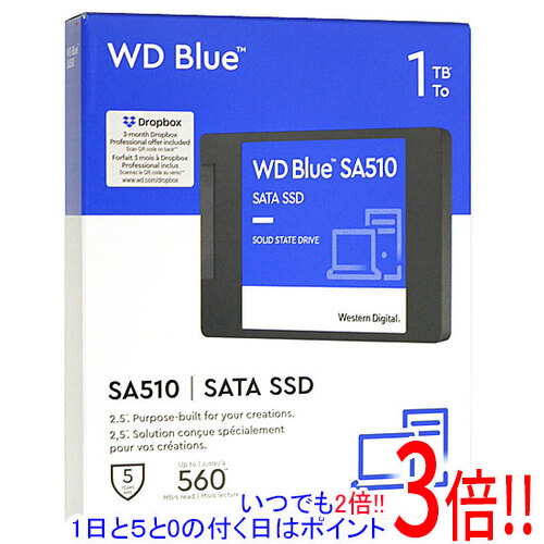 【いつでも２倍！1日と5.0のつく日、18日は3倍！】Western Digital製 SSD WD Blue SA510 SATA WDS100T3B0A 1TB