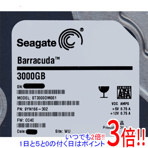 SEAGATE製HDD ST3000DM001 3結核症 SATA600 7200