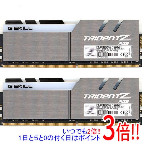 【いつでも２倍！1日と5.0のつく日、18日は3倍！】【中古】G.Skill デスクトップ用 F4-3200C16D-16GTZR DDR4 PC4-25600 8GB 2枚組