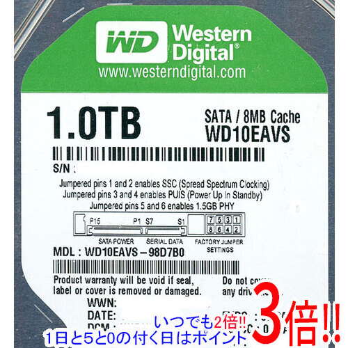 Western Digital製HDD WD10EAVS 1結核症 SATA300
