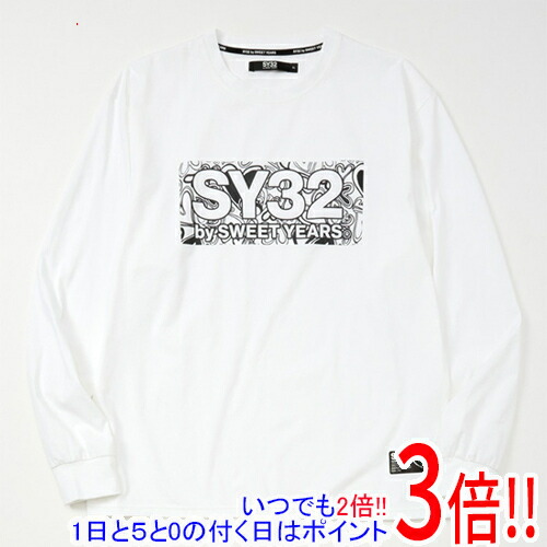 【いつでも２倍！1日と5.0のつく日、18日は3倍！】SY32 by SWEET YEARS Lサイズ HEART PATTERN BOX LOGO L/S TEE 11501 ホワイト