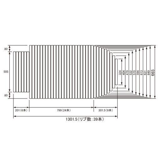 お風呂のふた パナソニック （松下電工 ナショナル） 風呂ふた 巻きふた GA1405NC 665×1301.5mm （リブ数 : 39本）