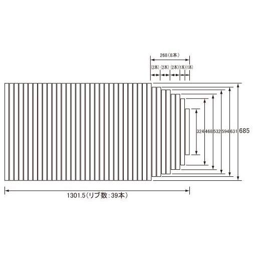 お風呂のふた パナソニック （松下電工 ナショナル） 風呂ふた 巻きふた RL91052 685&times;1301.5mm （リブ数 : 39本）｜Home material