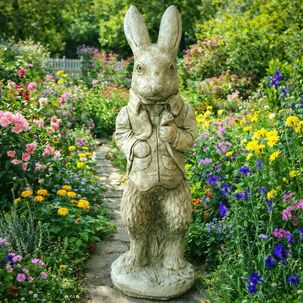 【野川農園】【英国製 イングリッシュオーナメント】ラビットUK（12677）H\u003d53cm うさぎ ラビット うさぎの置物 イングリッシュ ストーン オブジェ【ガーデニング オーナメント ガーデンオーナメント ガーデニング 置物 ガーデンオブジェ】