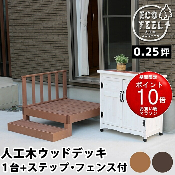 【製造業者直送品】人工木木材甲板 ecofeel（エコフィール）1台 足取り・駒寄せ仕掛ける PWDE-1P-SFSET【同梱不可】