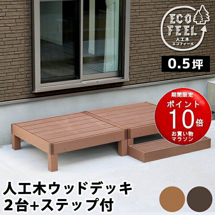 【製造業者直送品】人工木木材甲板 ecofeel（エコフィール）2台 足取り仕掛ける PWDE-2P-STP【同梱不可】