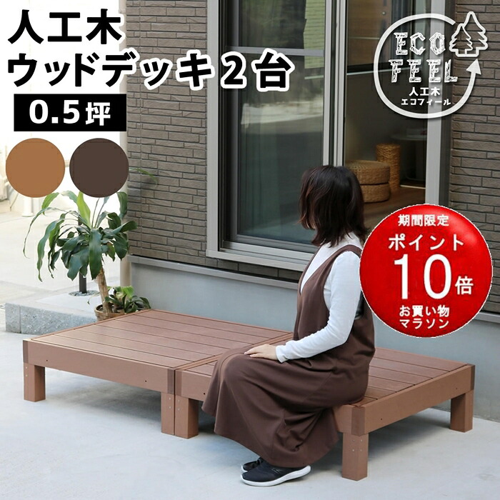 【製造業者直送品】人工木木材甲板 ecofeel（エコフィール）2台 PWDE-2P【同梱不可】