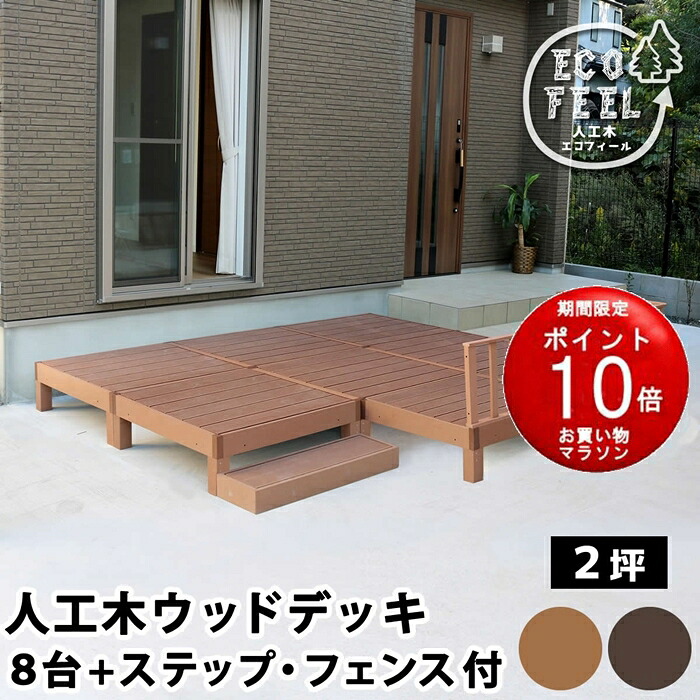 【製造業者直送品】人工木木材甲板 ecofeel（エコフィール）8台 足取り・駒寄せ仕掛ける PWDE-8P-SFSET【同梱不可】