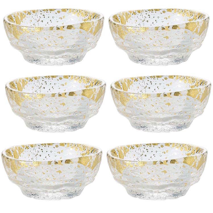 【送料無料】 東洋佐々木ガラス のぞき 金箔鉢 日本製 約φ6.0×2.5cm 43240G 6個入 43240G