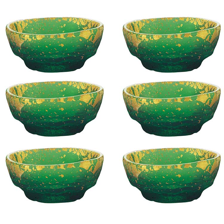 【送料無料】 東洋佐々木ガラス のぞき 金箔鉢 日本製 緑溜 約φ6.0×2.5cm 43240G-HDG 6個入 43240G-HDG