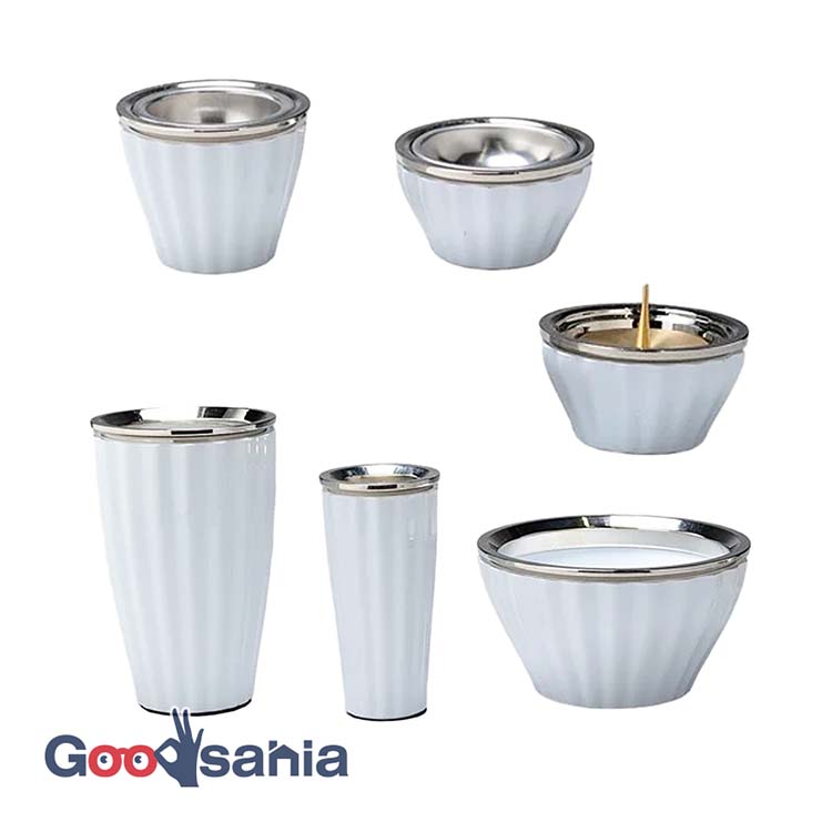 【送料無料】 モダン仏具 6点セット ロメオ ホワイト 3.0寸 3243050-4 ( 仏具 セット 仏具セット 小サイズ 小型 小さめ ミニ 仏飯器 茶湯器 花立 香炉 灯立 線香立 )｜Goodsania 2nd store 25,383円