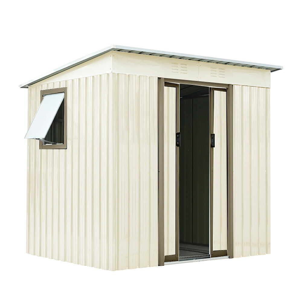 【5年保証】物置 屋外 収納庫 スチール倉庫 大型 戸外収納庫 W194×D152×H174cm 可動棚付き すべり出し窓 引き戸 防さび 防水 屋外物置 スチール物置 ガーデニング収納 ベランダ収納 庭収納 おしゃれ 大容量 約3847L グレーホワイト ブルーグレー