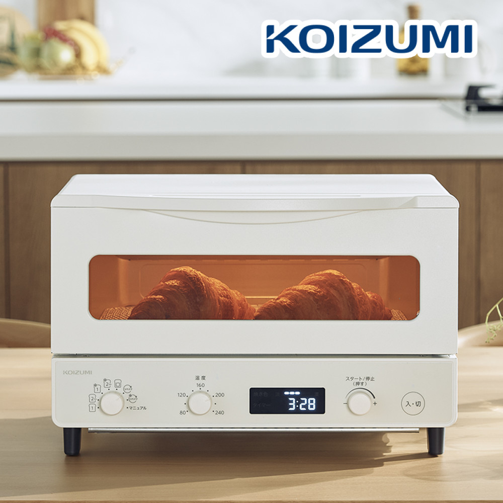 コイズミ オーブントースター 4枚焼き KOS-1237/W おしゃれ シンプル トースター トースト 4枚 KOS1237（ラッピング不可）｜ホームショッピング