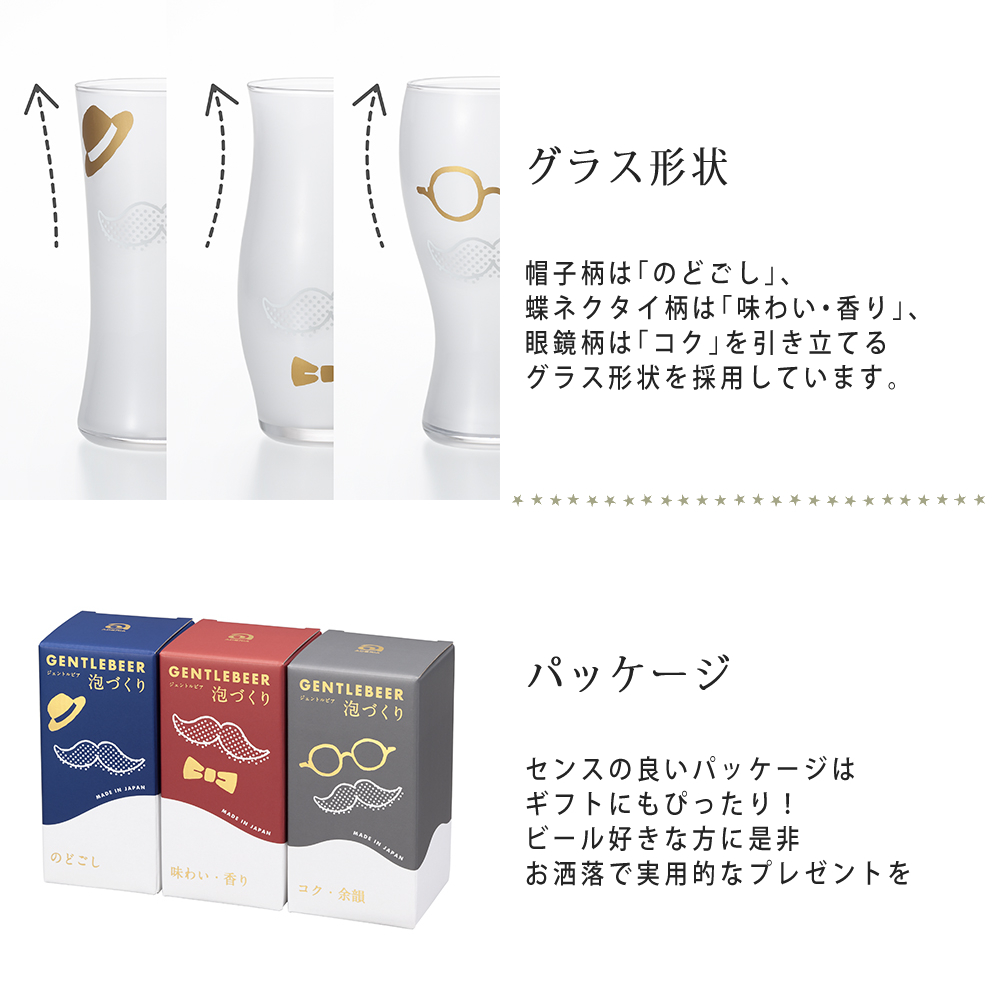 楽天市場 3点 セット ビアグラス Gentle Beer 泡づくり ピア 全種 眼鏡 帽子 蝶ネクタイ アソート セット おしゃれ かわいい 可愛い おすすめ 泡立ち ガラス ビール 専用グラス イラスト プレゼント 贈り物 父親 女性 ホームショッピング