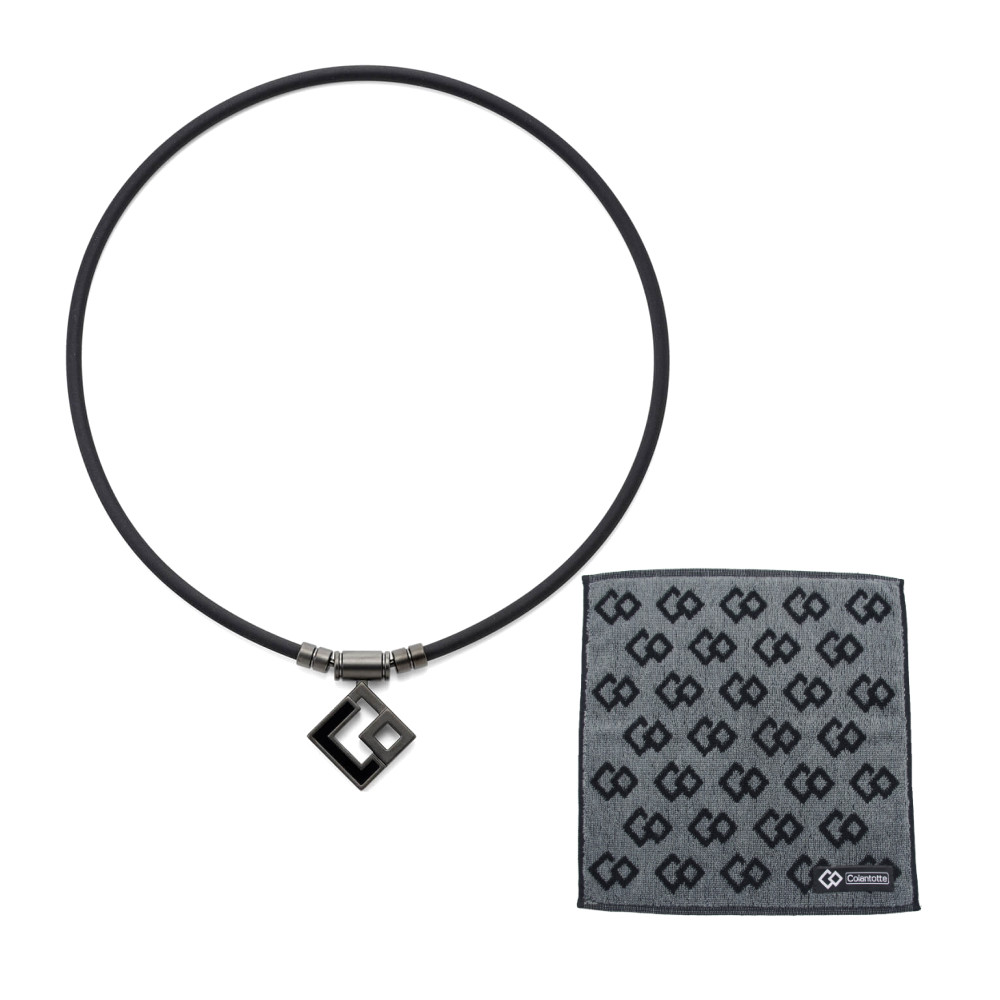 (タオル付き) ColanTotte（コラントッテ）TAO ネックレス AURA マットブラック×ブラック （磁気ネックレス） 正規品 （サイズ選択式）