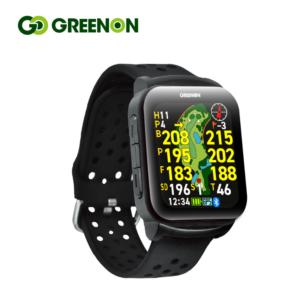 GREENON GPSナビウォッチ ブラック GREENON (グリーンオン) 腕時計型GPSゴルフナビ 充電ケーブル