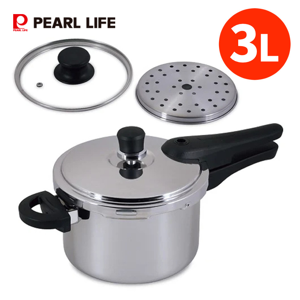 パール金属 NEW普段使いの圧力鍋3.0L(ガラス蓋・目皿付) HC-379 3リットル 4合炊き オール熱源対応 鍋 圧力鍋（ラッピング不可）
