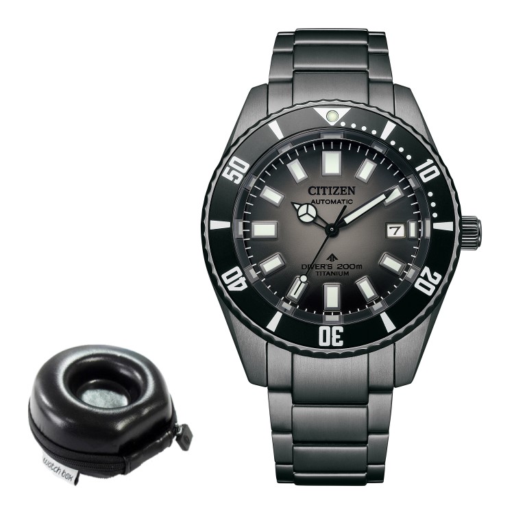 （丸型時計ケース付）シチズン CITIZEN 腕時計 NB6025-59H プロマスター PROMASTER メンズ MARINE メカニカルダイバー200m フジツボダイバー ブラック 自動巻き(手巻付) チタンバンド アナログ ダイバーズ（国内正規品）