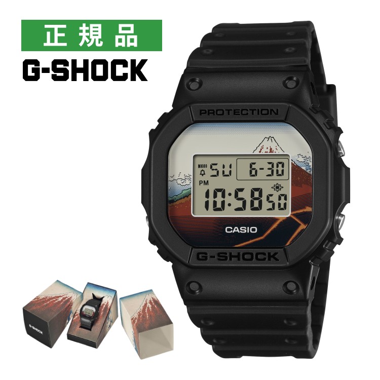 カシオ Gショック メンズ 腕時計 DW-5600KHSH25-1JR 葛飾北斎 富嶽三十六景「山下白雨」 日本製 オリジン クオーツ 樹脂バンド デジタル CASIO G-SHOCK ORIGIN メーカー保証1年 国内正規品
