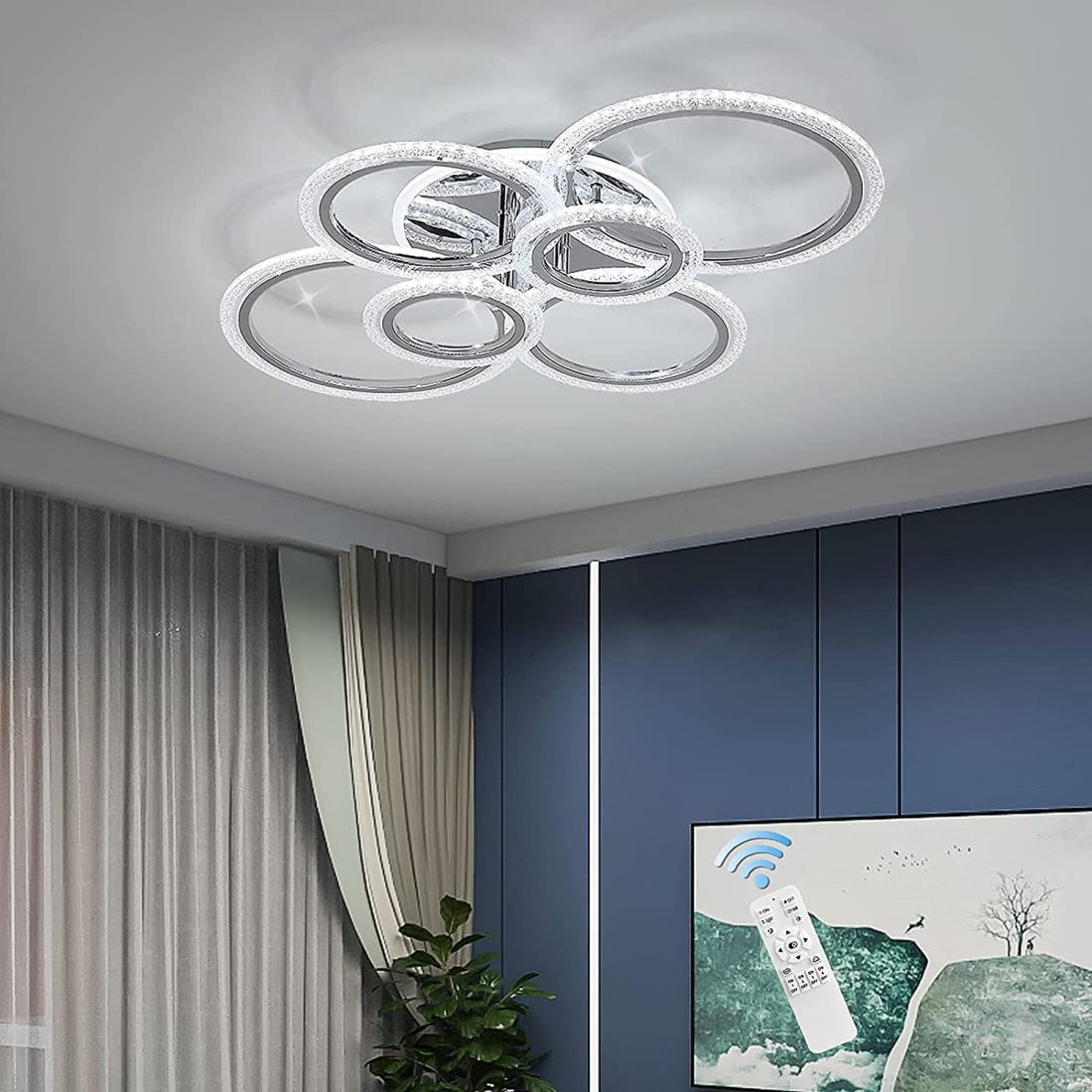 LED シーリングライト 北欧 円形省エネ アクリルシャンデリア ~12畳 おしゃれ リモコン付き 無段階調光調色 節電天井照明 照明器具 玄関/洋室/和室/部屋/洗面所/台所/廊下/リビング/バスルーム 用 間接照明 取り付け簡単 (80cm/2800K-6500K)