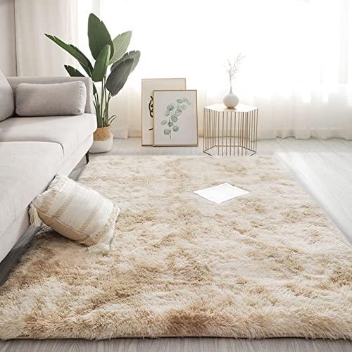 ラグマット カーペット 120x160cm おしゃれな北欧風シャギーラグ 全厚約5.5cm 洗えるラグ 滑り止め付き 極厚毛足約4cm ふわっとした手触り 防音絨毯 オールシーズン快適に使用 長方形 ROCYJULIN（ブラウン 約1.5畳 ）