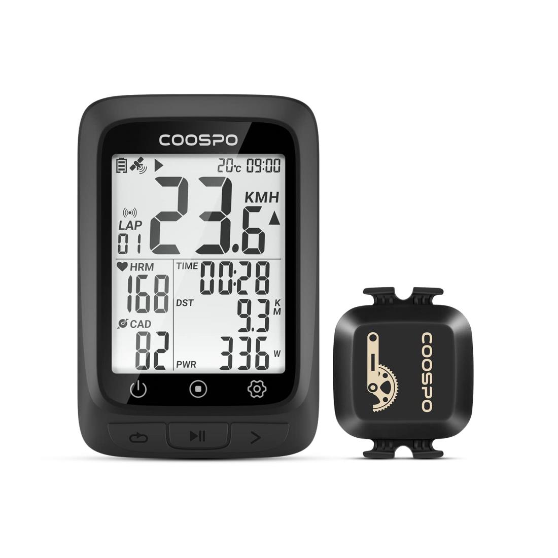 COOSPO BC107 循環過程電子計算機 GPS サイコン 無線電話 銀輪機敏さ米突 Bluetooth5.0＆ANT+相応う 機敏さ/ケイデンスセンサー付き添い人 銀輪/読み込む自動二輪車用