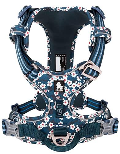 cocomall 　2020新型　犬用ハーネス　犬用胴輪 　ドッグ　ペット用品　ハーネス 　3M反射材料　訓練 ナイロン製 　小型犬、中型犬、大型犬に向け 通気性 調節可能 (S, 2021 Saxony Blue)