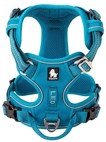 cocomall 　2020新型　犬用ハーネス　犬用胴輪 　ドッグ　ペット用品　ハーネス 　3M反射材料　訓練 ナイロン製 　小型犬、中型犬、大型犬に向け 通気性 調節可能 (L, ブルー)