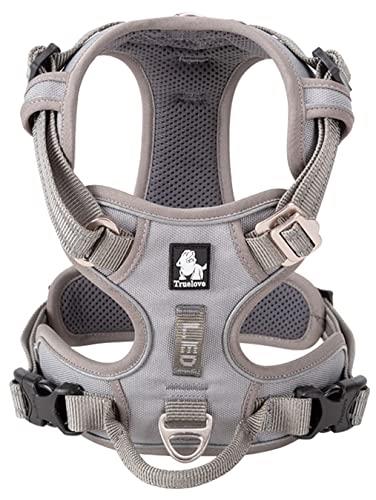 cocomall 2020新型 犬用ハーネス 犬用胴輪 ドッグ ペット用品 ハーネス 3M反射材料 訓練 ナイロン製 小型犬、中型犬、大型犬に向け 通気性 調節可能 (M, グレー)