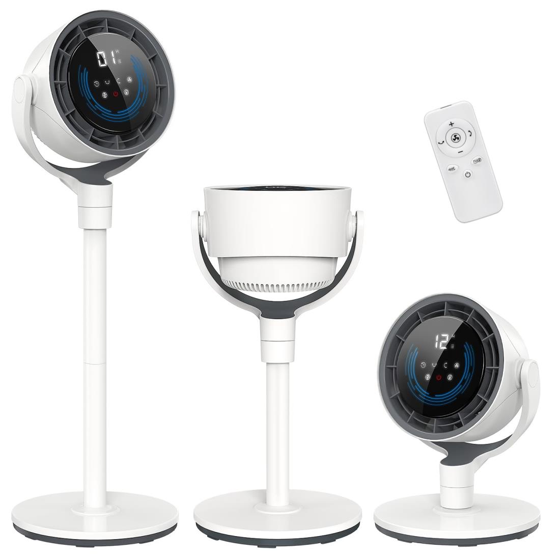 サーキュレーター 扇風機 兼用 DCモーター 静音【4D送風＆節電対策】360度首振り 3段階高さ調整可能 パワフル送風 12段階風量調節 左右上下自動首振り3段階 1-12時間切タイマー 30畳 タッチパネル省エネ リモコン付き 組み立て簡単 お手入れ簡単 リビング/猛暑対策/室内換気/