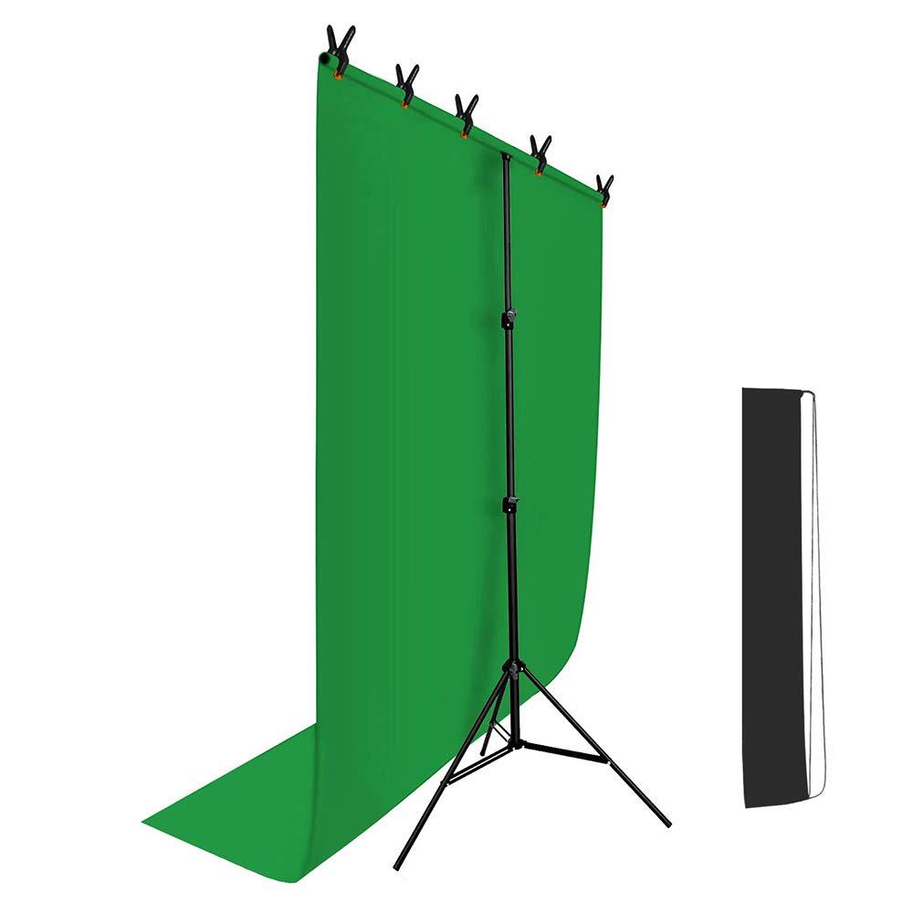 Hemmotop クロマキー グリーンバック 背景スタンド T字型 幅150cmx縦200cm Zoom 撮影用 背景布 スタンド リモート用背景 グリーンスクリ ーン付き 撮影スタンド 在宅 テレビ会議 テレワーク 飲み会