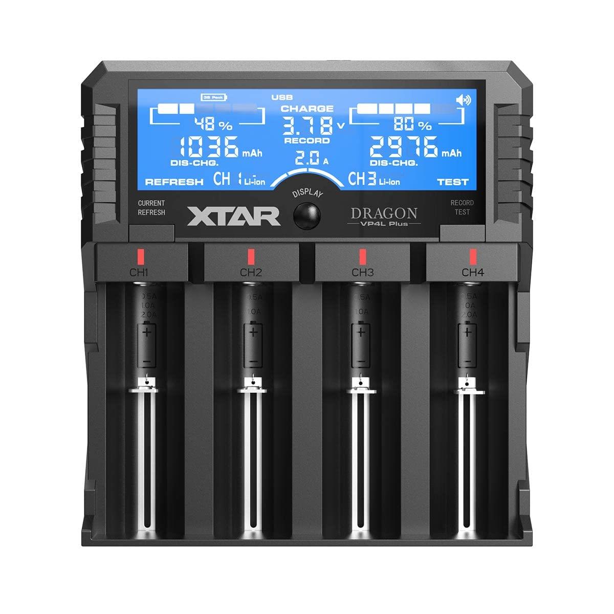 XTAR DRAGON VP4L Plus（リチウム申し受ける器 高役立つこと独居室申し受ける器 3.6V/3.7Vリチウムイオン独居室 10400～32650 1.2V NiH独居室/ニカド独居室相応う AAAA/AAA/AA/A/SC/C 独居室の落ち込み価値づける 乾電池放射能化役立つこと