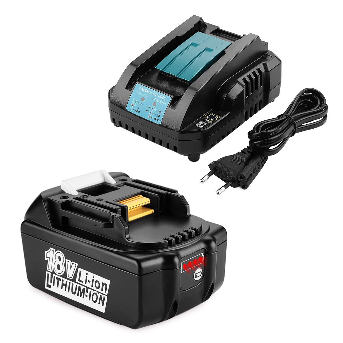 Ehomtikk 互換マキタ 18v バッテリー bl1860b DC18RC充電器付き マキタ 14.4v-18v バッテリー充電用 マキタ バッテリー 18v bl1820b bl1830 bl1840 bl1850 bl1860 bl1860b bl1890bなど対応 マキタ互換18Vバッテリー6000mAh+DC18RC