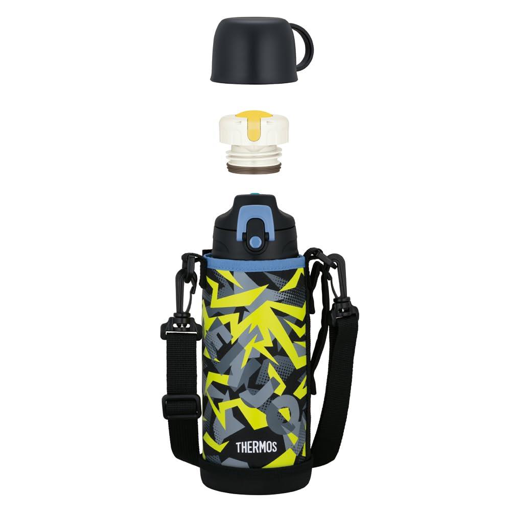 サーモス 水筒 真空断熱2ウェイボトル 0.8L/0.83L ブラックイエ ロー 直飲み コップ付き 子供用 通園通学 FJJ-802WF BKY