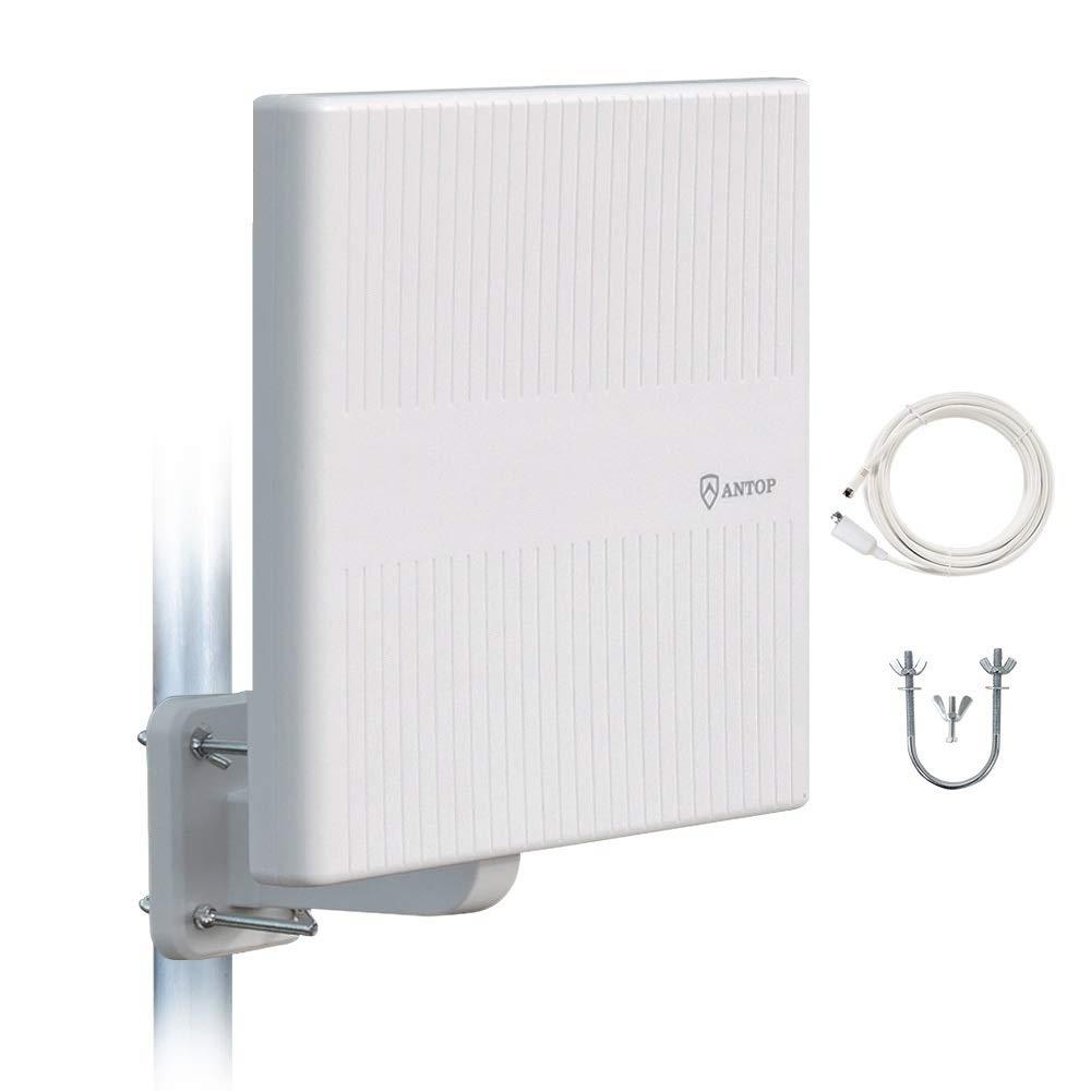 ANTOP 地デジ 屋外テレビアンテナ 室外HD TVアンテナ 360度全方位受信 UHF対応 平面アンテナ 88KM受信範囲 抗UVコーテイング RVテレビアンテナ 5ｍ同軸ケーブル付き 簡易設置 超軽量 フラットパネル アンテナAT-413