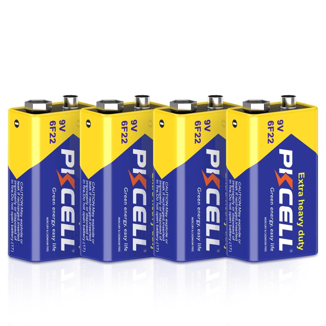9Vマン ガン電池 6F22 9V型 乾電池 PKCELL 9ボルト角型電池 006P 4本画像