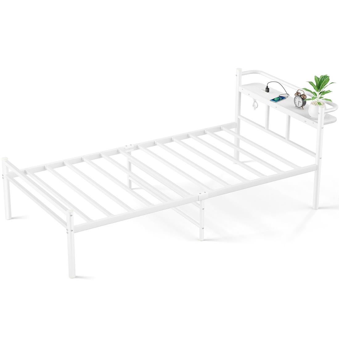 楽天市場】VECELOベッドフレームシングルホワイト2口コンセント