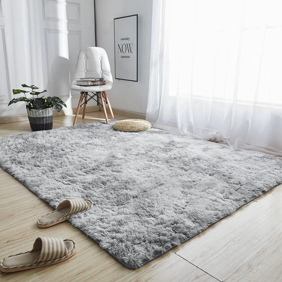 カーペット ラグ 洗える ラグマット 約4畳 200x300cm 滑り止め付 防ダニ 抗菌 防臭 4色選べる 1年中使えるタイプ 北欧 ふわっと手触り 優しいフランネルラグ 絨毯 折り畳み (グレー)