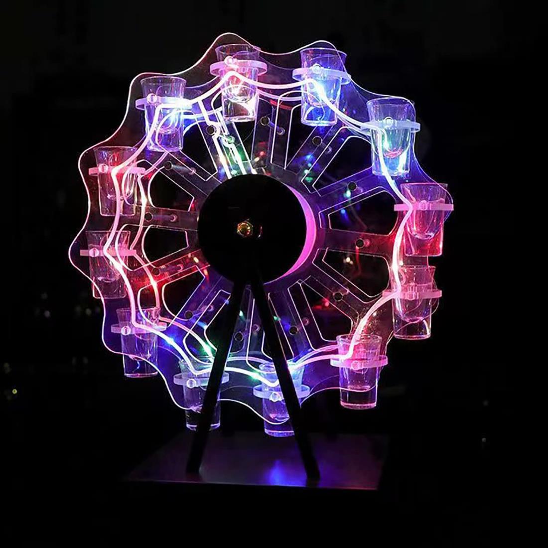 テキーラ観覧車 付き led 色付きのライト オシャレ テキーラ観覧車 アクリル おしゃれ ショットグラス ラック【ショットグラス 含まれていない】