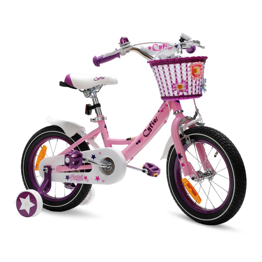 Cyfie 子供用自転車 14/16/18インチ 男の子/女の子 子供 自転車 幼児用自転車 泥除け 補助輪 カゴ付き 滑り止め 組み立て簡単 安全 オシャレ カッコいい 3～9歳 誕生日 ク リ ス マ ス こどもの日 プレゼント (ピンク, 18インチ)
