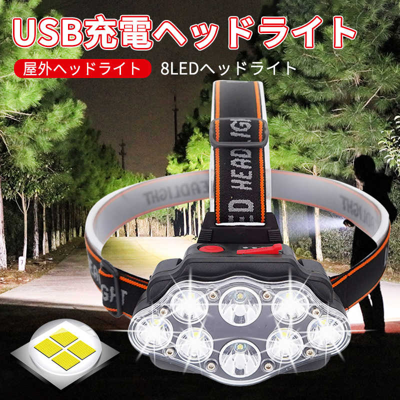 新着商品 ヘッドライト 充電式 LEDヘッドランプ ヘッド ライト センサー機能 高輝度 4モード 明るい ヘッドランプ 8ledヘッドライト  USB充電式 防水 アウトドア キャンプ 登山 防災 サイクリング ハイキング 小型 軽量 懐中電灯 www.nwhswa.com