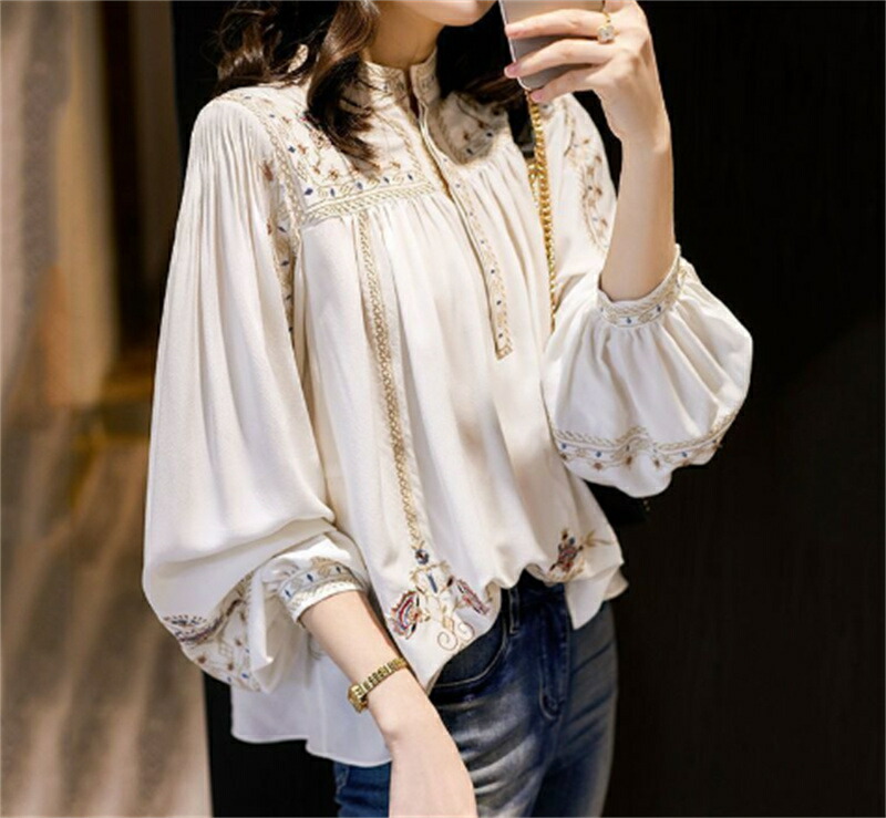 ブラウス レディース 春秋 おしゃれ 長袖 パフスリーブ レース フリル 白 シフォンブラウス 韓国chic シャツ Tシャツトップス通勤 着痩せ 楽天市場】ブラウス レディース 春秋 おしゃれ 長袖